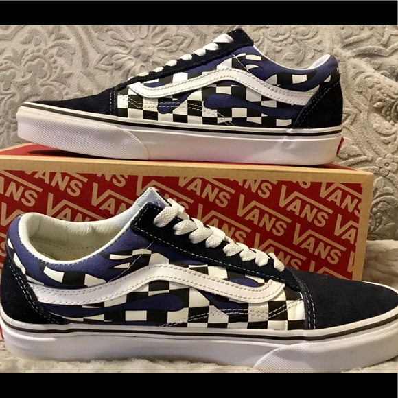 vans with blue flames